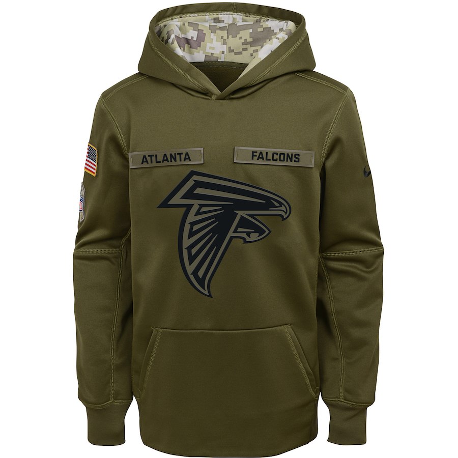 Youth Atlanta Falcons Olive Salute to Service Pullover Performance NFL Hoodie